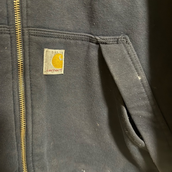 Carhart Mens Rain defender Loose-Fit Midweight Thermal Lined Sweatshirt Blue XL - Picture 3 of 7